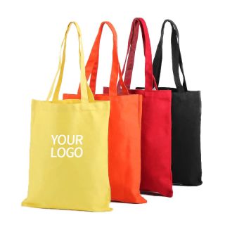 Custom Blank Reusable Cotton 11.81"W x 13.78"H Canvas Groceries Shopping Tote Handbag for Girl School Student Book Phone