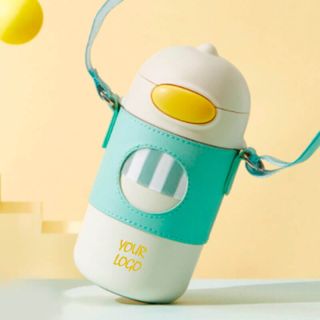 Custom BPA Free 316 Stainless Steel Vacuum Insulated Children Thermos Cute Water Bottle with Straw