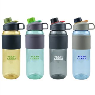 Custom BPA Free 900ml 30oz Sports Bottles Plastic Water Bottle with Anti-slip Sleeve for Gym Fitness