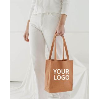 Custom Brown 600D 16.75"W x 14.5" Polyester Grocery Shopping Bag Gift Tote with handle