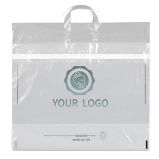Custom Clear Plastic Bag 20.75W x 16.25H inch Recycled Shopping Bags Gift Bag for Packaging Clothing & T Shirts
