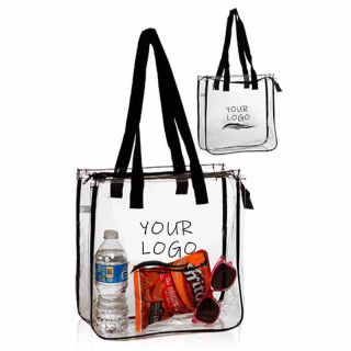 Custom Clear PVC Toiletry 12W x 12H Tote Shopping Bag Waterproof Packaging Bag for Home Travel