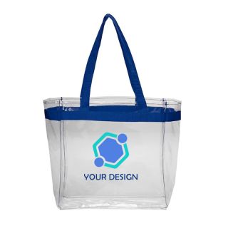 Custom Color Handles Clear Plastic Tote Bag 11.75"H x 12" W