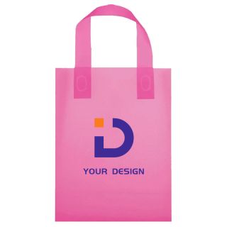 Custom Colored Frosted Shopper Tote Bag - High-Density Plastic 8" W x 11" H