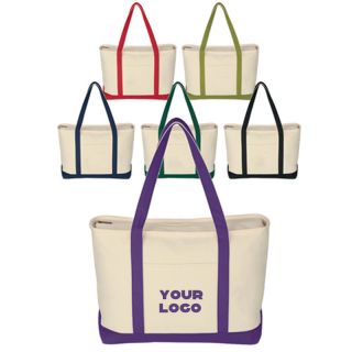 Custom Cotton Canvas 23W x 14H Zippered Shopping Tote Large Grocery Bags Retail Book Bag