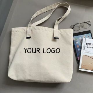 Custom Cotton 14.57"W x 15.35"H Handbag with Customizable Printed Logo Tote Zippered Shopping Bag 