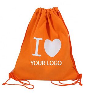 Custom Daily Use 14"W x 17"H Drawstring Cotton Bag Pouch Foldable Recycled Backpack