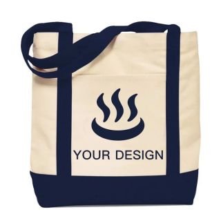 Custom Durable Cotton Canvas Boat Tote Bag with Open Front Pocket 12" H x 16.25" W