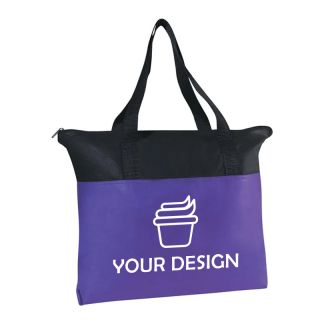 Custom Durable Non-Woven Zippered Tote Bag 15" H x 18" W