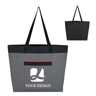 Custom Durable Stylish Heathered Polyester, Tote Bag 15.5"H x 20.75" W