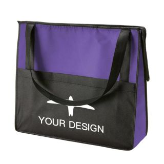 Custom Durable Two-Tone Non-Woven Zipper Tote Bag with Wide Pocket 13" H x 15" W x 4" D