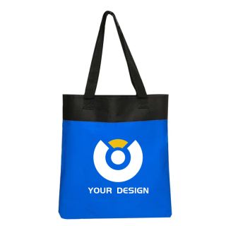 Custom Durable Two Tone Deluxe Polyester Tote Bag 15" H x 14" W