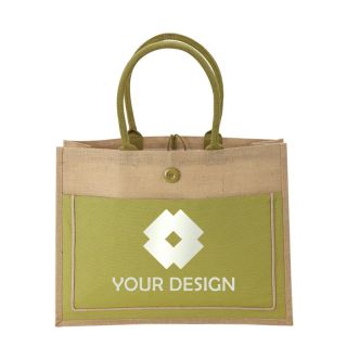 Custom Eco-Friendly Natural Jute Tote Bag  14" H x 18.25" W
