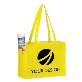 Custom Essential Non-Woven Polypropylene Tote Bag with Side Pockets 16"x12"x6"