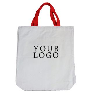 Custom Fashion Cotton 12" x 3.8" Canvas Handbag Shopping Tote School Book Bag Grocery Bags
