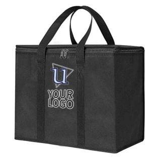 Custom Foldable Lunch Insulated Grocery 15.8W x 13H Cooler Bags Food Delivery Tote Backpack Thermal Bag