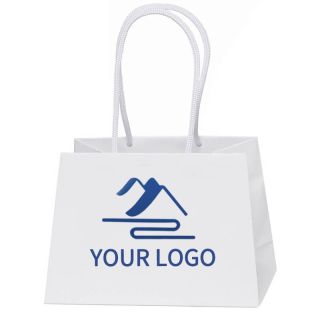 Custom Gift Bag 7.75 x 7.5 inch Trapezoid Kraft Paper Retail Bags Shopping Tote with Handles