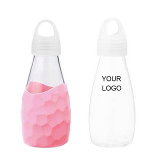 Custom Glass Sport Bottle Portable 500ml Transparent Reusable Belly Shaped Bottle with Handle Sleeve