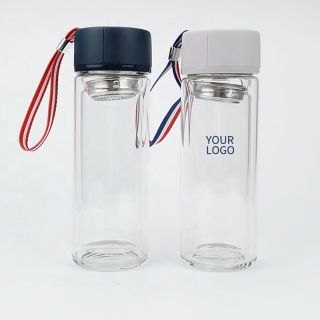 Custom Glass Fruit Bottle BPA Free Gym Sports Glass Water Bottles With Tea Drain Straight Cup