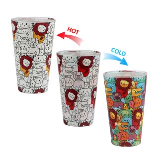 Custom Glasses Hot and Cold Color Changing Glass Reusable Cute Coffee Cup for Cold or Hot Drinks