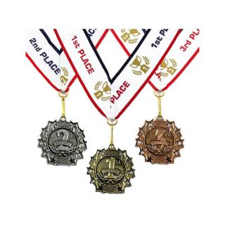 Custom Gold Silver Bronze Medal Award Medals with Neck Ribbon