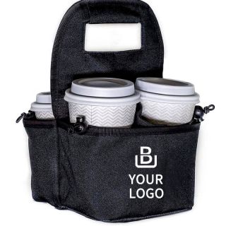 Custom Insulated Coffee Take Out 6.5W x 10H Bags Cooler Thermal Delivery Bag For Restaurants Cafe Cup Carrier 