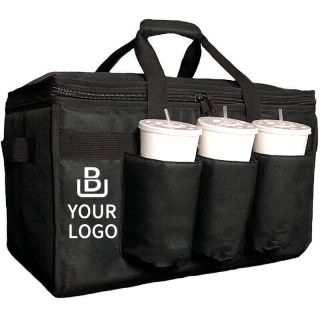 Custom Insulated Take Out 21W x 13H Bags Food Delivery Tote Hot Cold Thermal Cup Carrier Cooler Bag for Picnic Restaurant Cafe