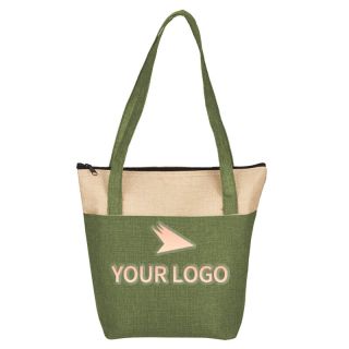 Custom Insulated Tote Bag 13W x 11H Canvas Grocery Tote Takeout Bag Cooler Bags for Picnic Travel