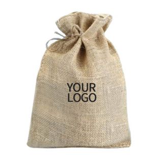 Custom Jute Coffee Bean Bag 4.3"W x 6.3"H Eco-friendly Storage Pouch Drawstring Bags Gift Packaging Bag