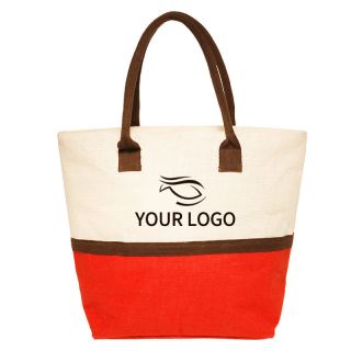Custom Jute Handbag Grocery Bags 17.5W x 13.5H Shopping Tote for School Travel Picnic