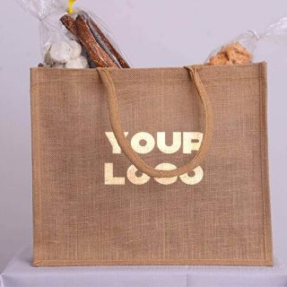 Custom Jute Tote Bags 17.75"W x 13.75"H Eco-friendly Shopping Grocery Totes Merchandise Gift Bag