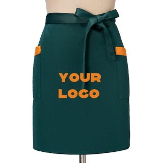 Custom Kitchen Cooking Half Aprons Mid-length Apron with Two Side Pockets