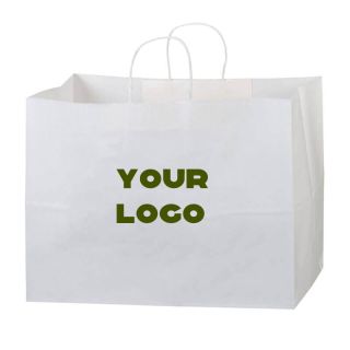 Custom White Kraft Paper Shopping Bag Gift Tote Retail Bags