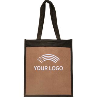Custom Laminated Jute Shopping Tote Bag Large Grocery Boutique Gift Bags