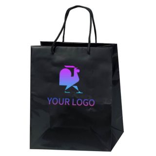 Custom Laminated Paper Retail Bags 10W x 12H Glossy Gift Bag Shopping Tote with Handles