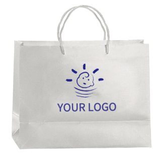 Custom Laminated Paper Tote Retail Bags 13W x 10H Thank You Shopping Gift Bag with Handles