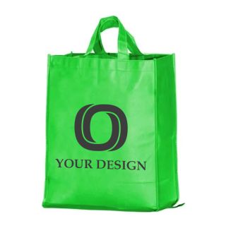 Custom Logo Eco-Friendly Folding Grocery Tote Bag 15" H x 13.5" W x 6.75" D