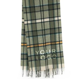 Custom Logo Printed Cashmere Scarves Long Plaid Shawl Scarf for Promotion Event