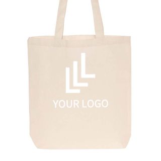 Custom Long Handle 14W x 14H Cotton Tote Reusable Book Bags Shopping Gift Grocery Bag
