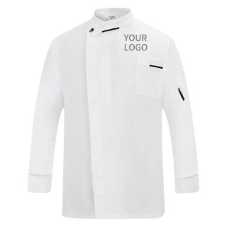 Custom Long Sleeve Chef Uniform Stand-up Collar Single-breasted Kitchen Coat
