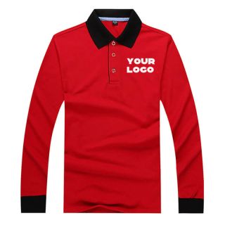 Custom Long Sleeve Matching Color Polo Shirt Pique Stitching Color T-shirt