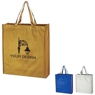 Custom Metallic Non-Woven Shopper Tote Bag 16"H x 14.25" W