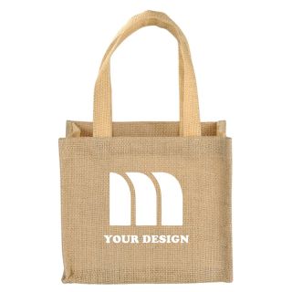 Custom Mini Jute Gift Tote Bag - Durable and Eco-Friendly 7.75" W x 6.5" H