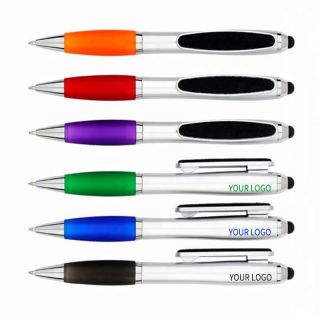 Custom Multi-functional Ballpoint Pen with Screen Cleaning Sponge Screen Touch Point Ball Pen