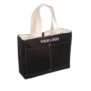 Custom Multiple Compartment 11.02"W x13.39H" Canvas Tote Bag Grocery Shopping Bag Handbag With Pockets