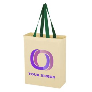 Custom Natural Cotton Canvas Grocery Tote Bag - Eco-Friendly 10" W x 14" H