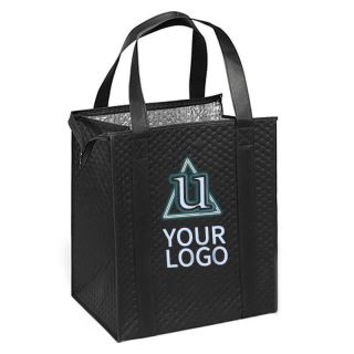 Custom Portable Outdoor 13W x 14.9H Non Woven Insulated Thermal Tote Lunch Cooler Bag For Food Delivery