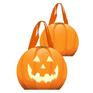 Custom Non-woven 13.8W x 11.8H Halloween Pumpkin Bag Tote Jack-O-Lantern Bags