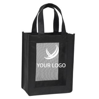 Custom Non-woven 8W x 10H Mesh Grocery Bag Retail Tote Shopping Gift Bags 