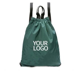 Custom Nylon 14W x 16H Drawstring Backpack Waterproof Gym Bag with Inner Pocket